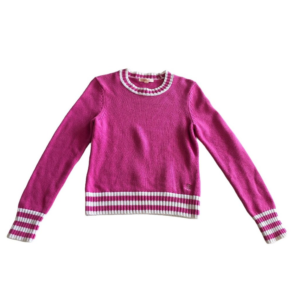 Bubblegum Pink Brooks Brothers Varsity Sweater / Knit Preppy Long Sleeve Shirt